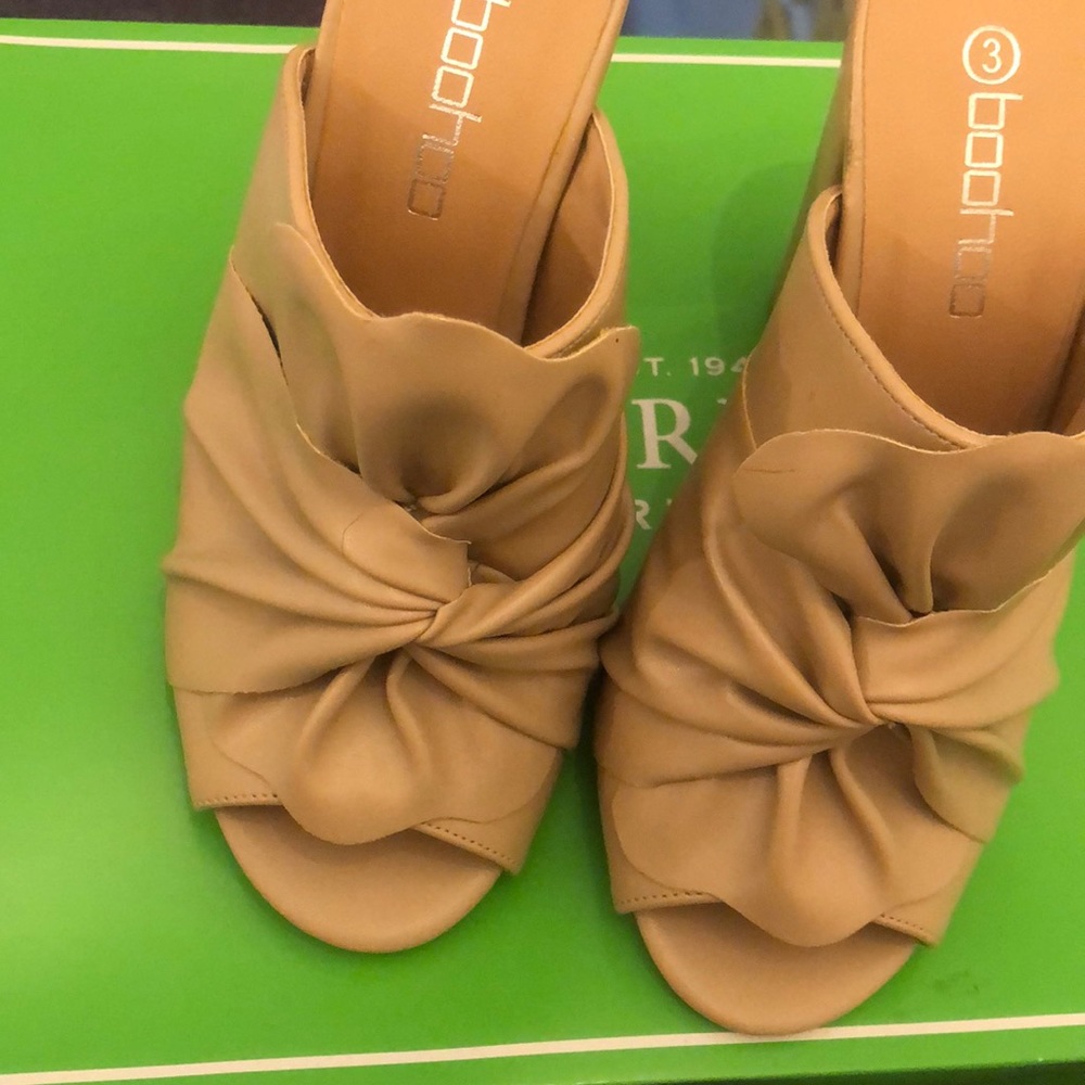 Nude mule heels